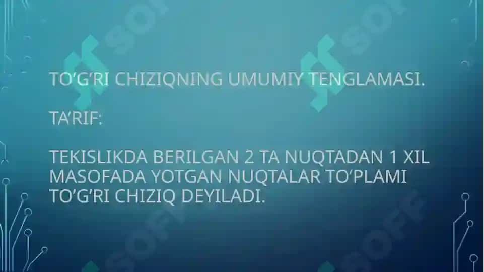 Fazoda to’g’ri chiziq tenglamalari. 4
