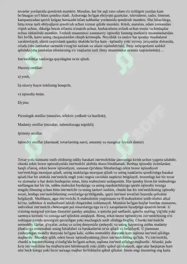 Bozor munosabatlari sharoitida iste’molchining o’rni 3