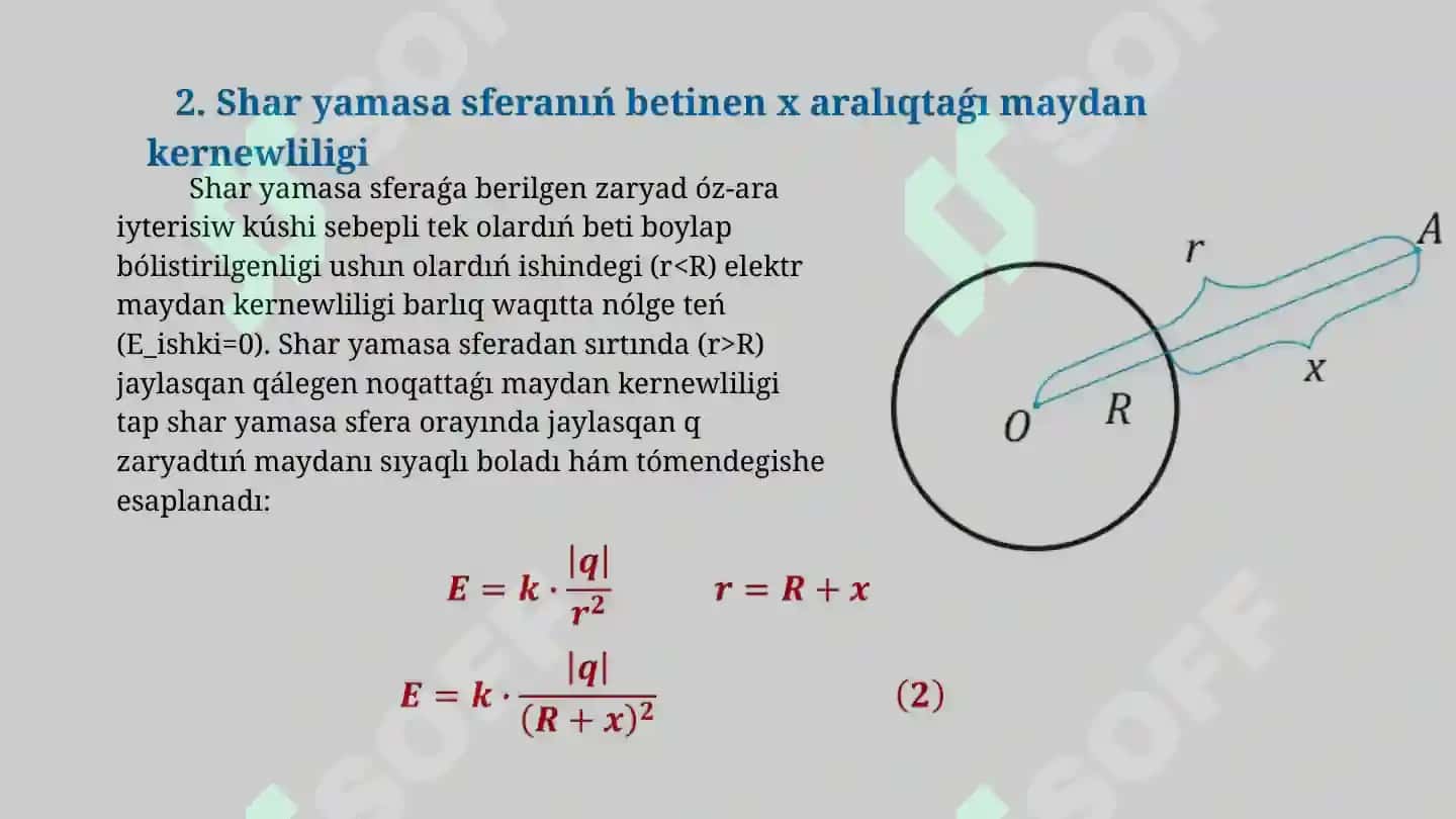 Zaryadlanǵan shardıń elektr maydanı_5E 7