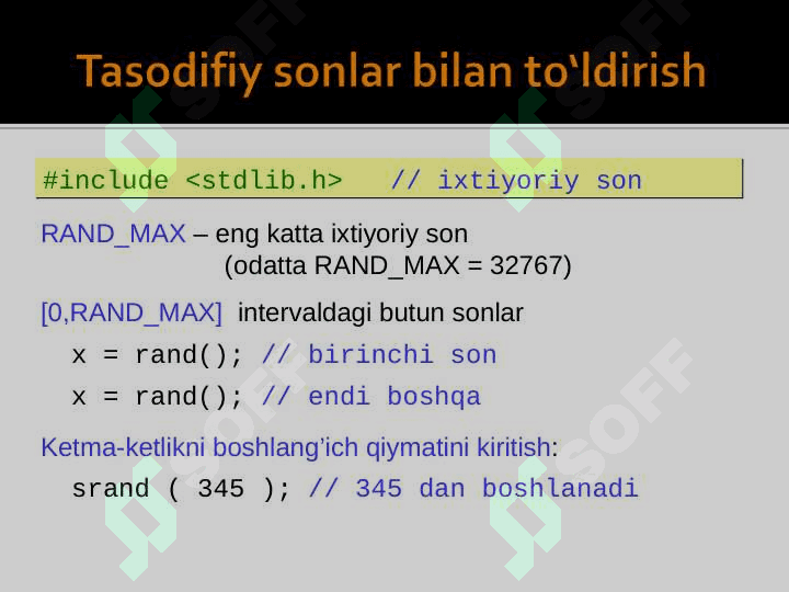 Massivlar uchun umumiy algoritmlar 6