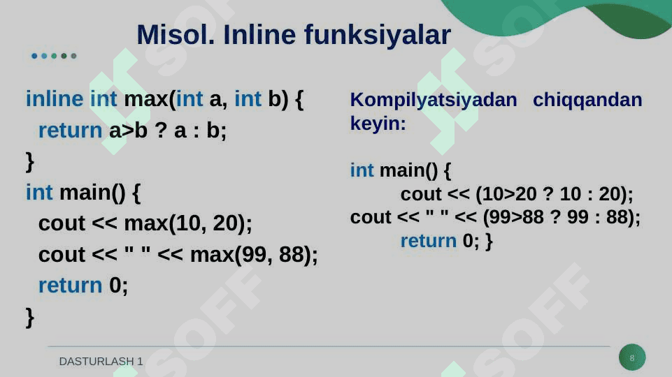 Do'st funksiya va do'st sinflar 8