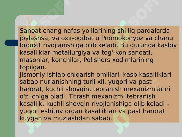 Kasb kasalliklari, kelib chiqish sabablari va oldini olish choralari 5