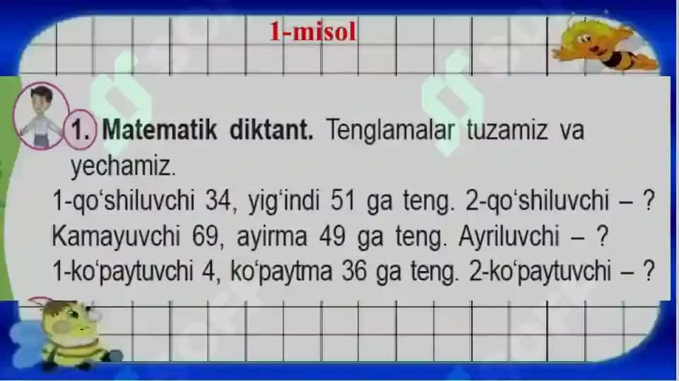 Tenglama boshlang'ich sinf 6