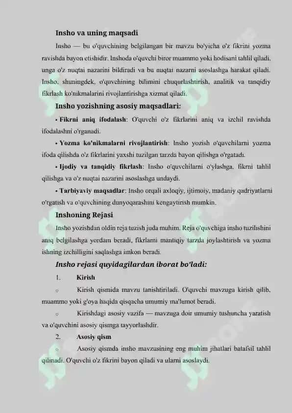 Insho yozishga o’rgatish 6