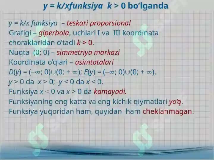 y=k/xfunksiya 4