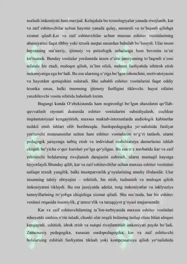 Kar va zaif eshituvchilar uchun maxsus eshituv vositalar. 4
