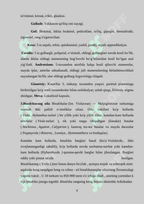Gunafshadsoshlar oilasi 8