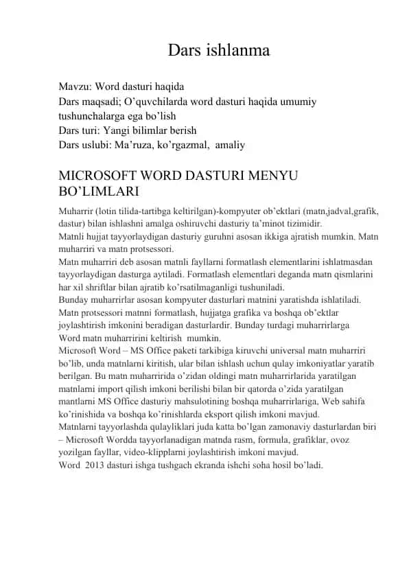 Word dasturi haqida.