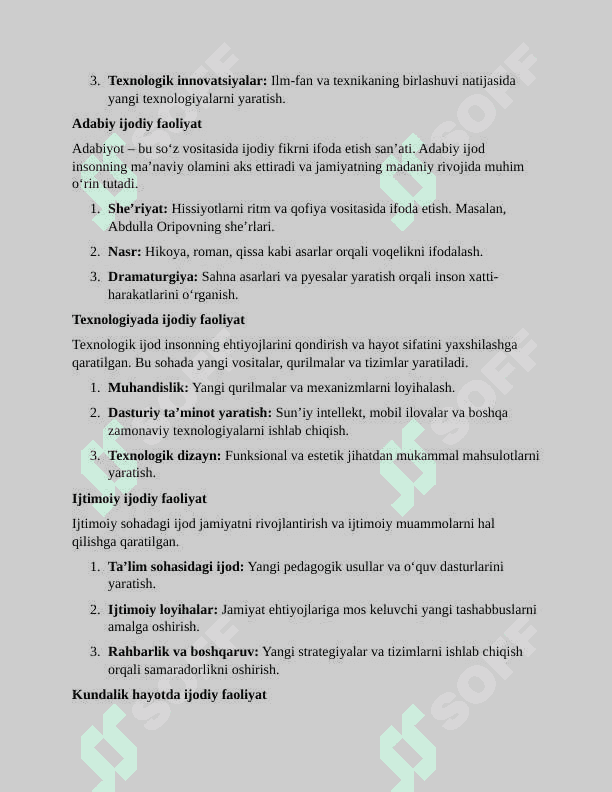 Ijodiy faoliyatning turlari Esse 2