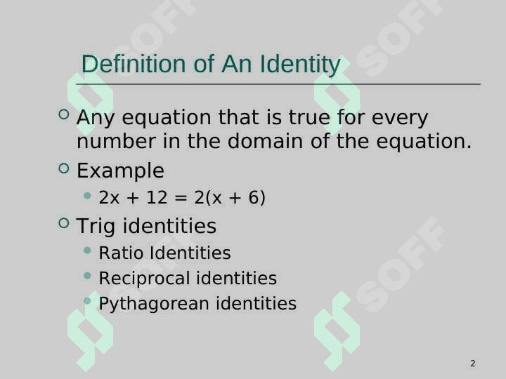 Simple Trig IdentitiesSimple Trig Identities 2
