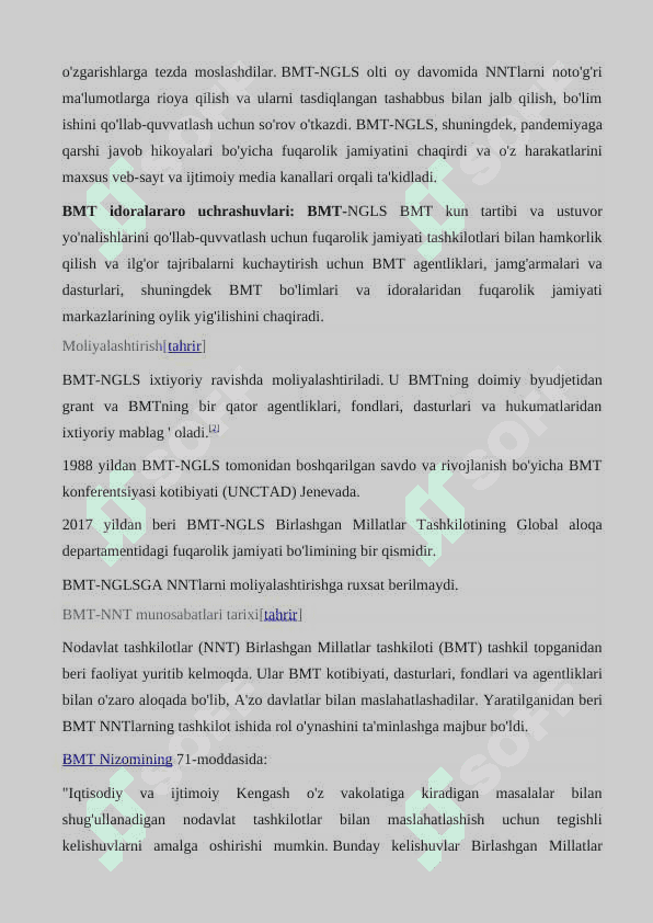 BMT ning xalqaro nodavlat tashkilotlari 6