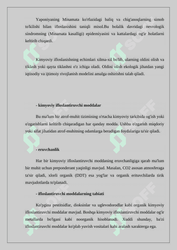 KIMYOVIY MODDALAR BILAN IFLOSLANISH 2