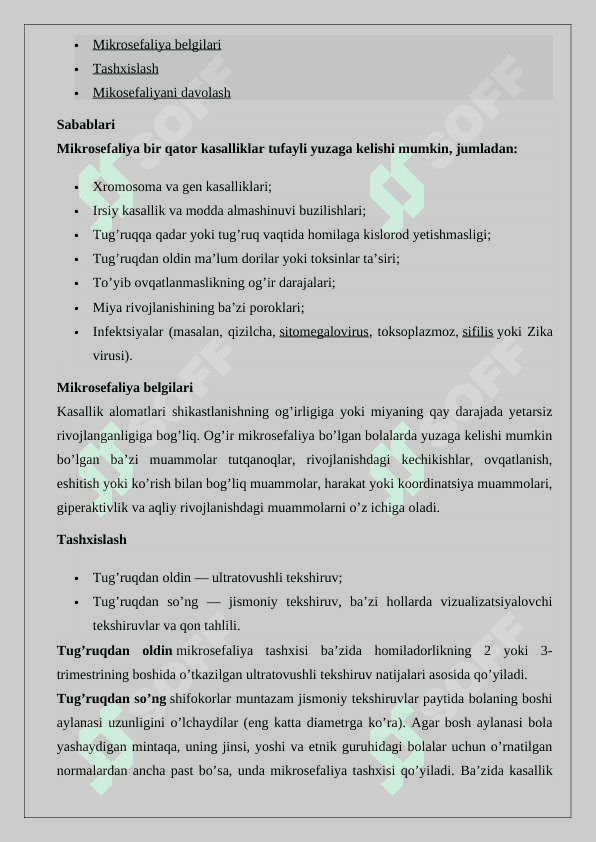 Mikrosefaliyaning kelib chiqish sabablari . 4