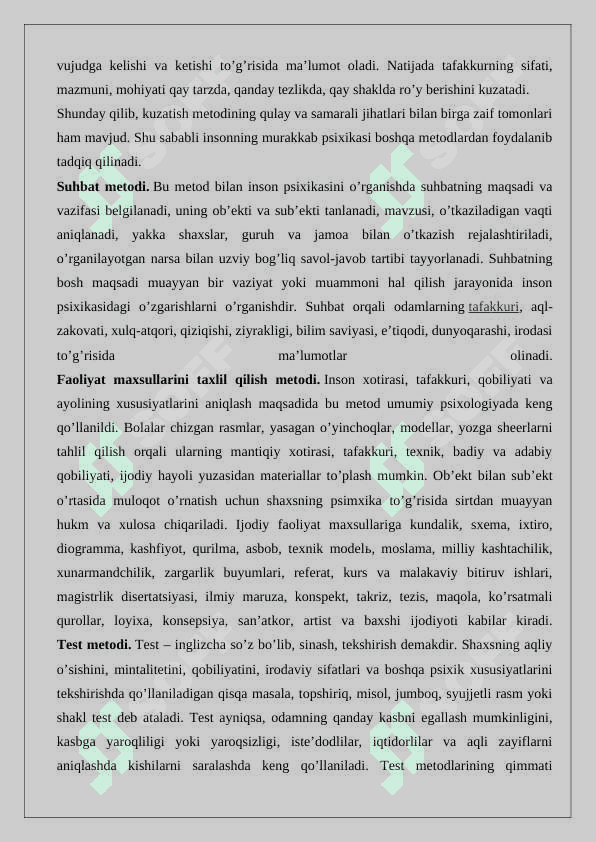 O‘z o‘zini Kuzatish metodi 2