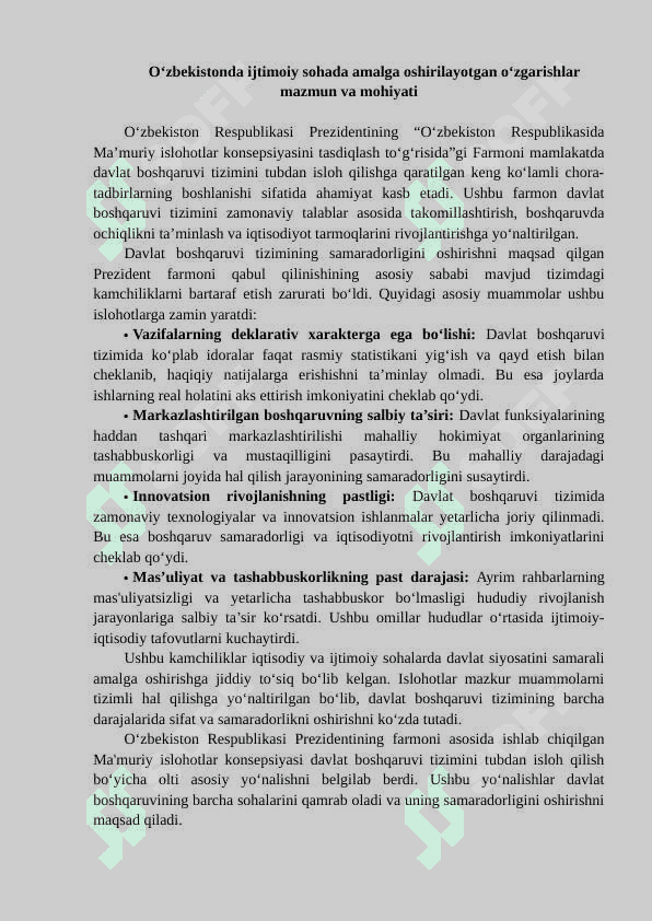 O‘zbekistonda ijtimoiy sohada amalga oshirilayotgan o‘zgarishlar mazmun va mohiyati 3