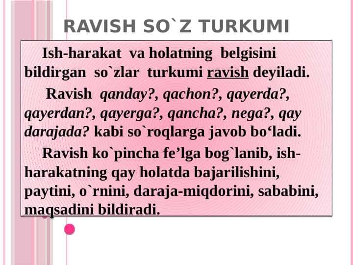 RAVISH SO`Z TURKUMI