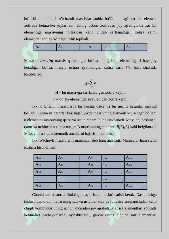 Statik ma'lumotlar tuzilmalari 7