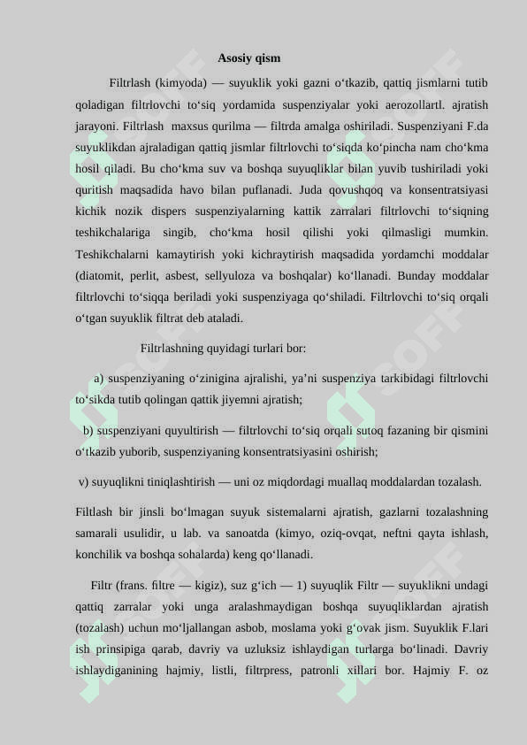 Filtrlash jarayoni kurs ishi 5