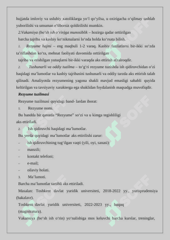 Rezume, CV, Ma'lumotnoma hujjatlari 3