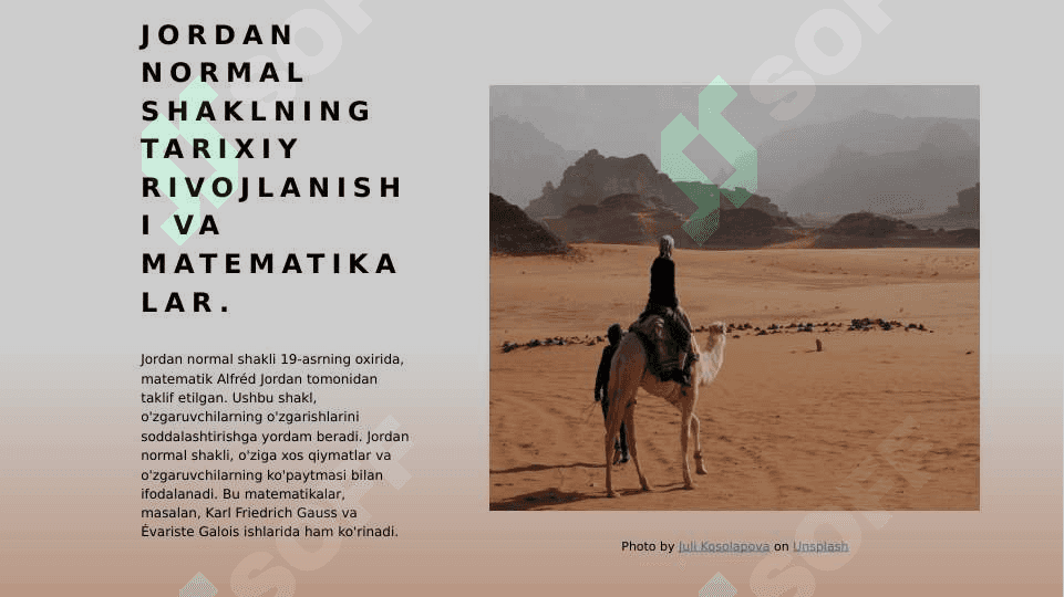 Chiziqli almashtirish matritsasi Jordan normal formulasi 4