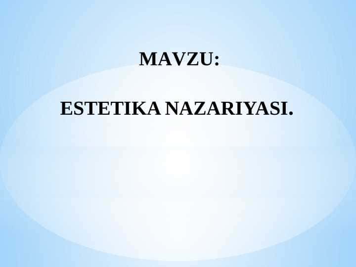 ESTETIKA NAZARIYASI
