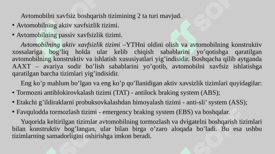 Mexatronika Tizimlarini Avtomobil Transportlarida Qo’llash 4
