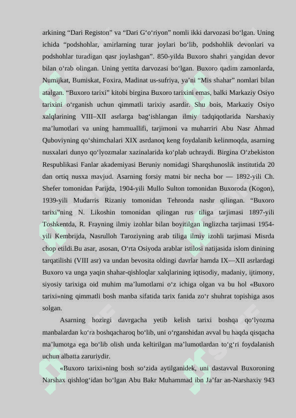 Narshaxiy va uning “Buxoro tarixi “asari 5