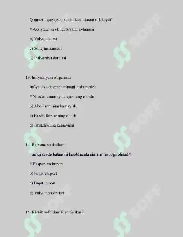 Statistika fanidan test savollari 5