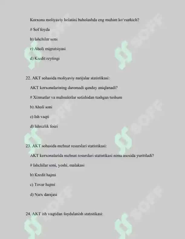 Statistika fanidan test savollari 8