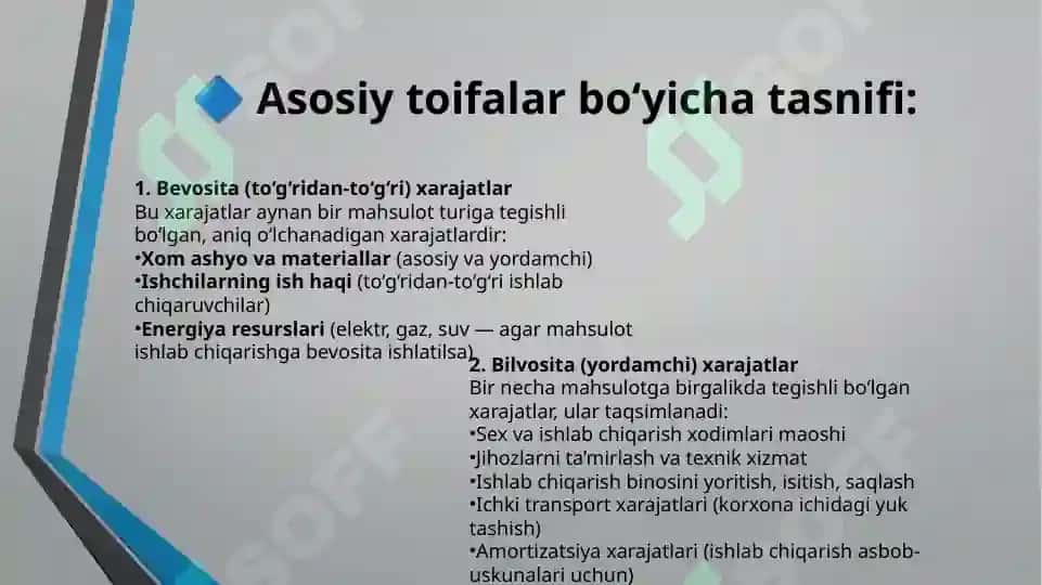 Mahsulot tannarxiga kiritilmaydigan xarajatlar tarkibi 7