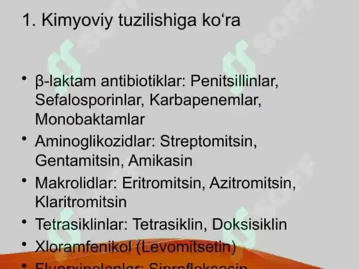 Antibiotiklar klassifikatsiyasi 2