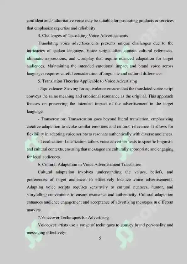 Voice Advertisement Translation, Theoretical Foundations and Practical Applications 5