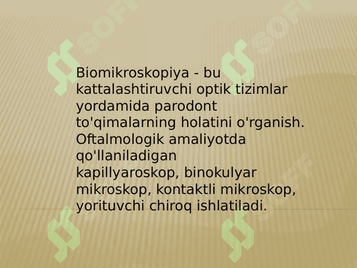 Parodont kasalliklarining
funksional tekshirish usullari 4