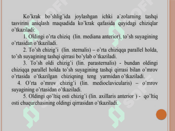 Ko'krak sohasi 
topografik anatomiyasi 5