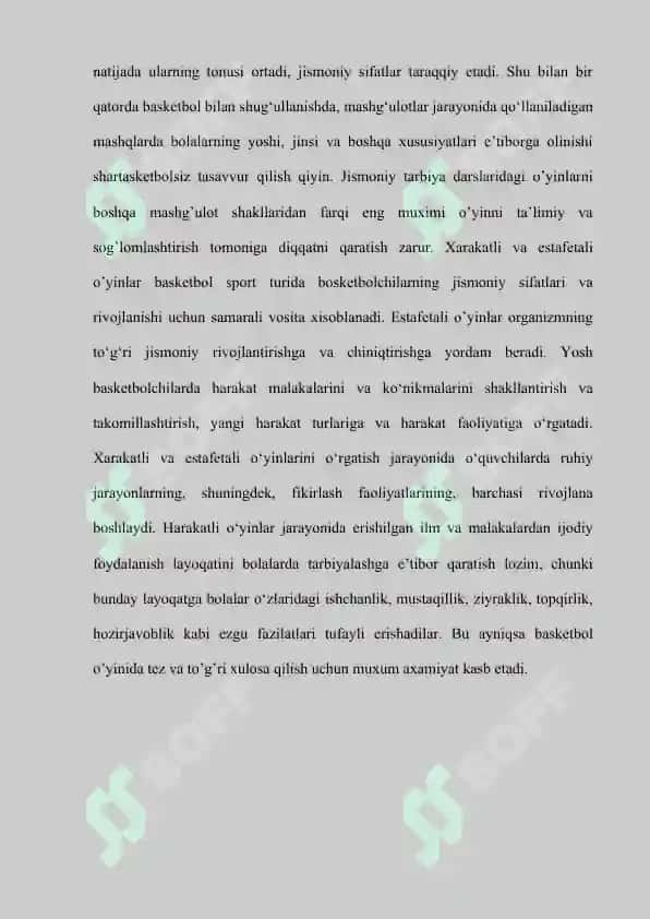 Yosh basketbolchilar kuch sifatini harakatli o'yinlar yordamida rivojlantirish 6