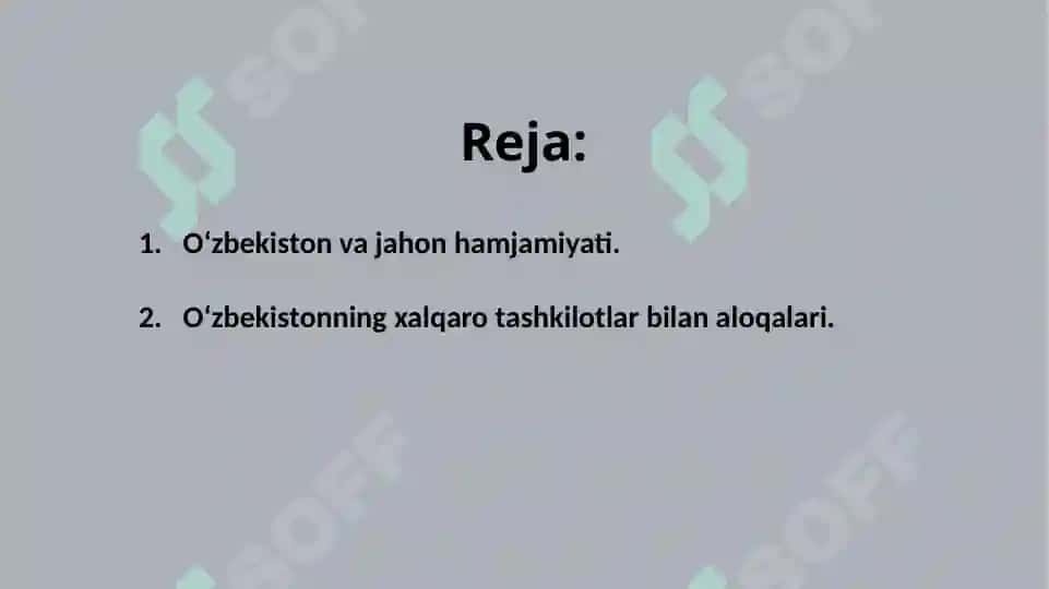 Oʻzbekistonning xalqaro davlatlar bilan aloqalari 2