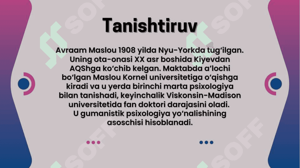 Maslouning ehtiyojlar piramidasi 2