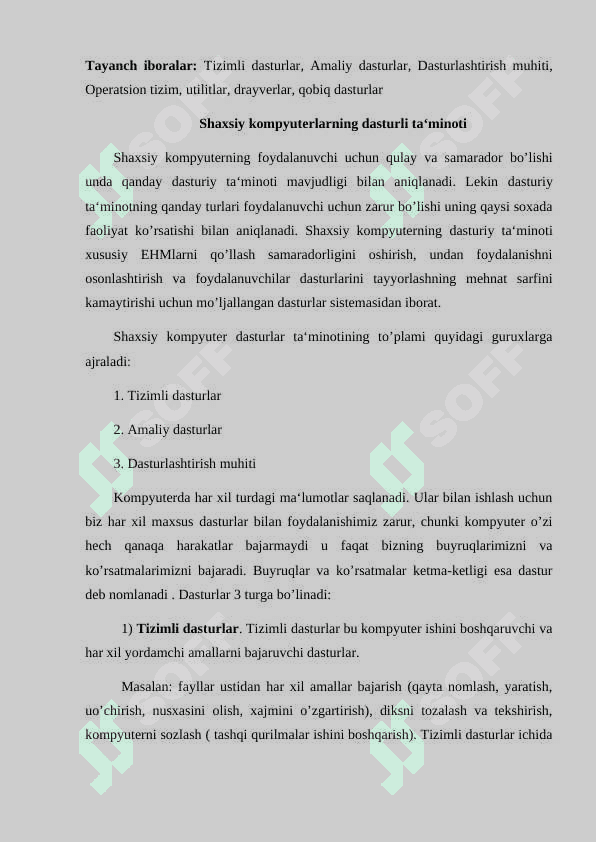 Kompyuterning dasturiy ta‘minoti va ularning turlari 3