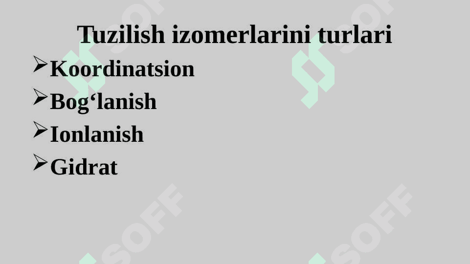 Koordinatsion birikmalarda izomeriya turlari. 4