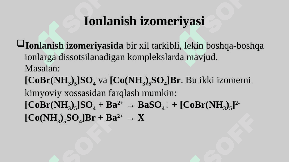 Koordinatsion birikmalarda izomeriya turlari. 7