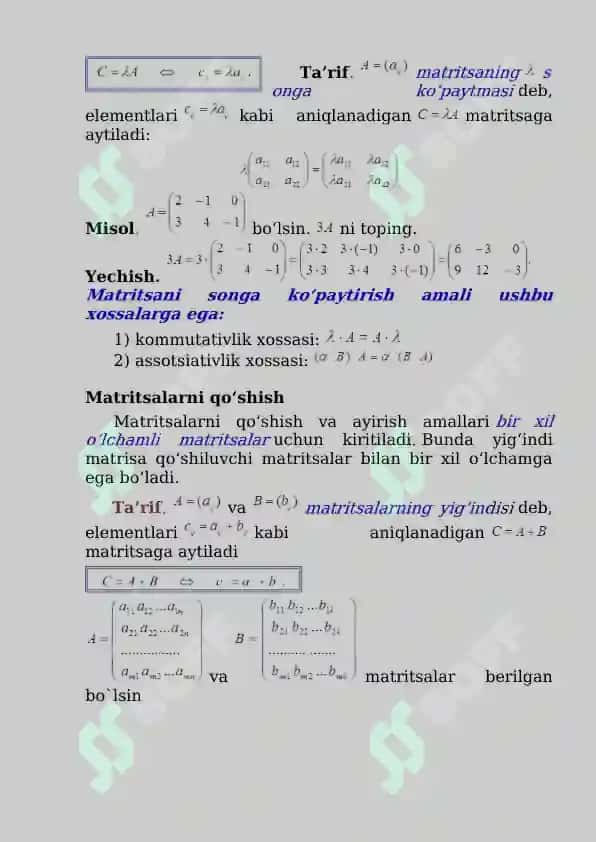 Matritsa ustida amallar 4