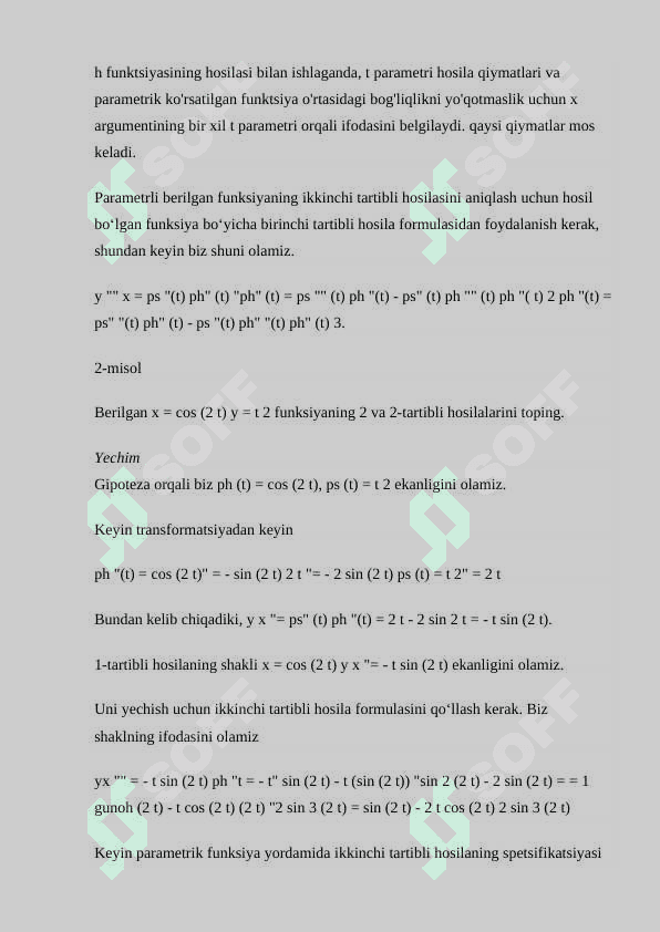 Parametrik ko’rinishda berilgan funksiyalarni tekshirish 8