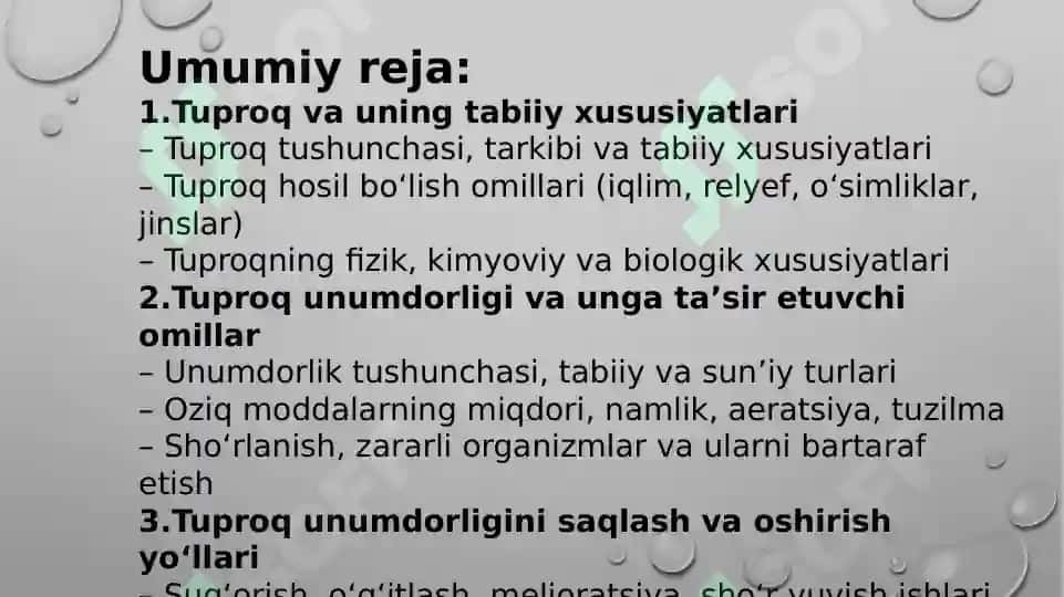 Tuproq va uning tabiiy xususiyatlari 2