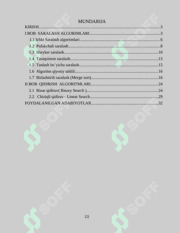 Saralash va qidirish uchun samarali algoritimlar 2