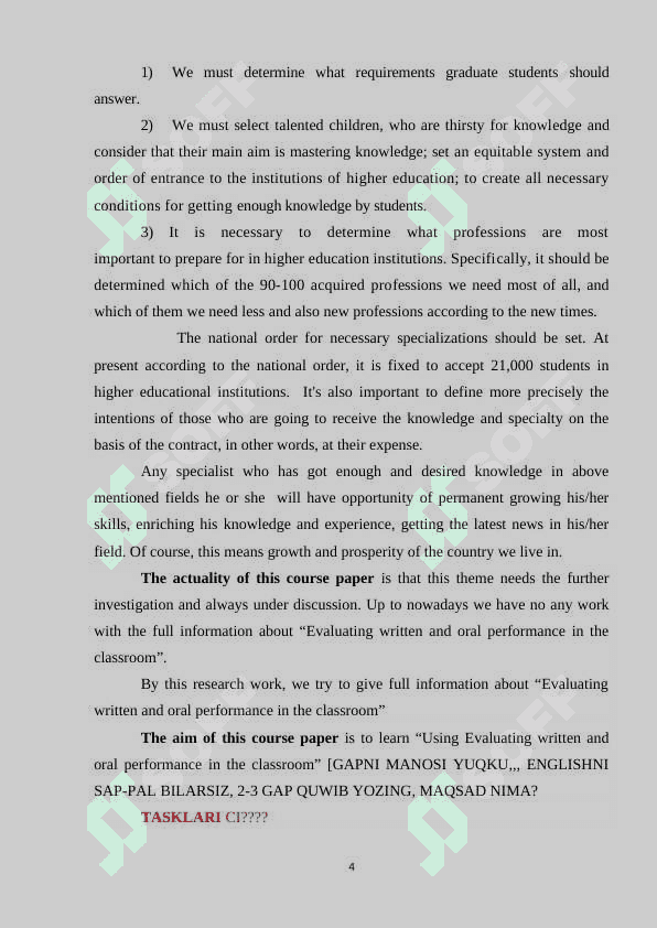 Evaluating written and oral performance in the classroom 4