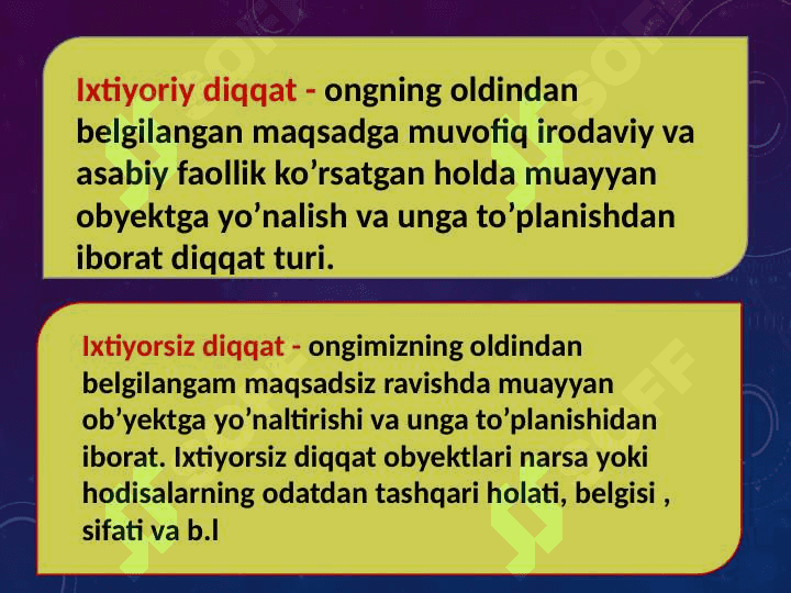 Diqqat va uning turlari. 4