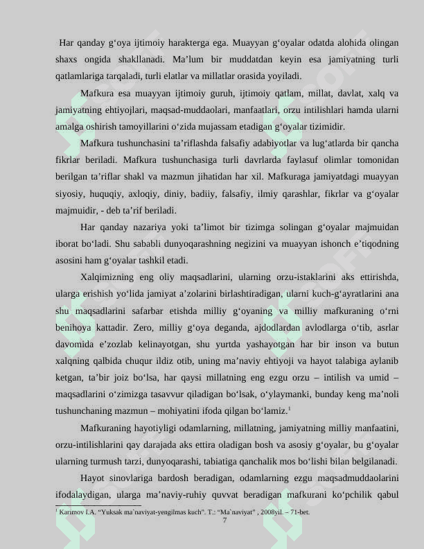 Milliy g’oya, ma’naviyat asoslari va Milliy g’oya, ma’naviyat asoslari va huquq fanlarini o’qitishda zamonaviy axborot kommunikatsion texnologiyalardan foydalanish 7