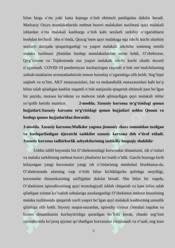 Xususiy korxonalarning tashkiliy–iqtisodiy asoslari 5