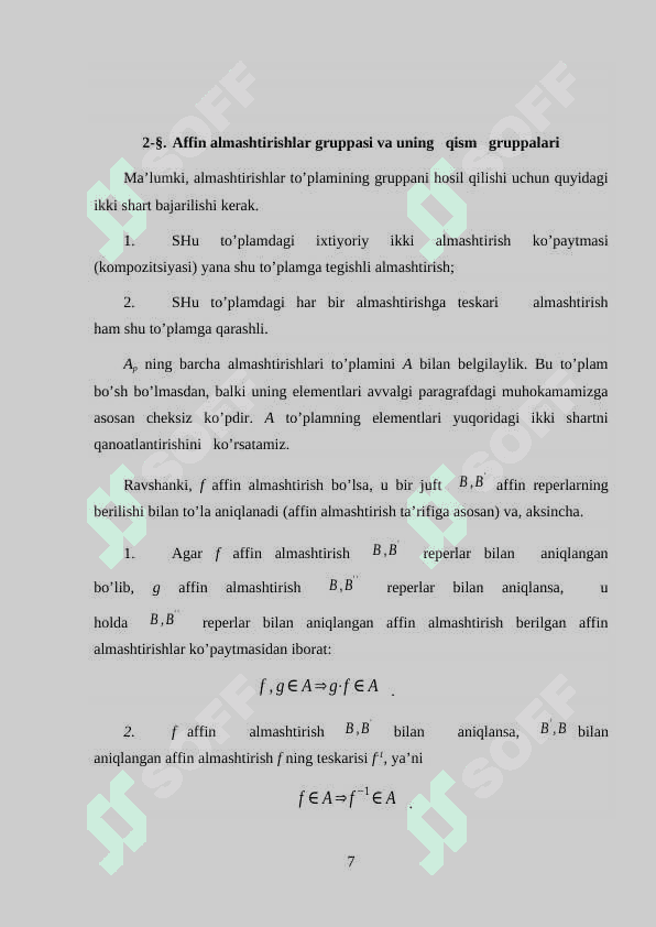 Affin va ortogonal almashtirishlar 7