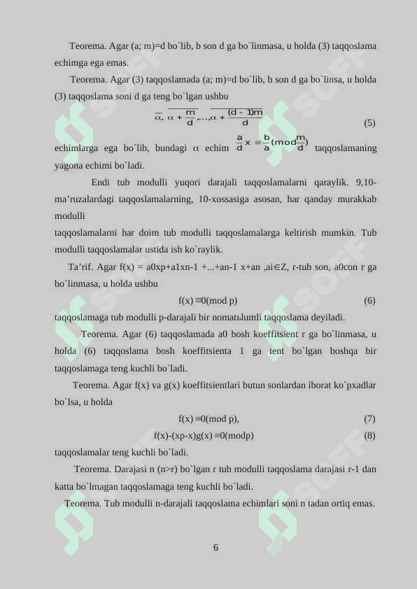 Tub modul bo'yicha Lejandr va Yakobi simvollari 6